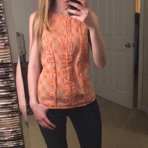 Banana Republic Orange and Gray pleated shell